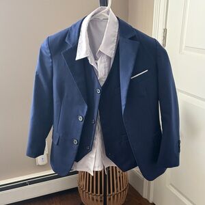 Kids premium quality Navy Blue Suit Blazer jacket shirt pants set